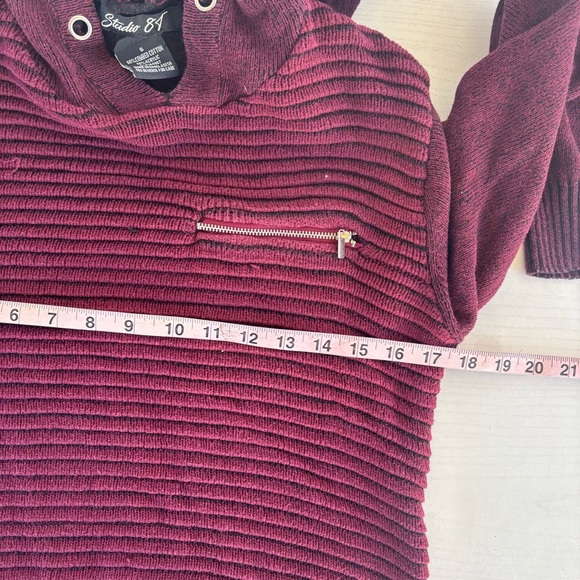 Burgundy Knit Hoodie Sweater - Picture 5 of 6
